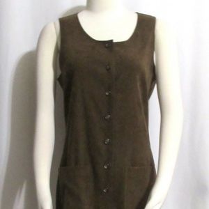 NEW TALBOTS BROWN FAUX SUEDE JUMPER DRESS SIZE 6